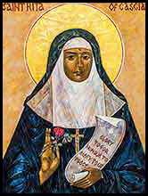 A religious icon of Saint Rita Cascia created by Father Richard Cannuli