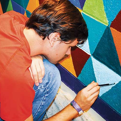 Collage of images of students, faculty and staff working at various service sites on spring break