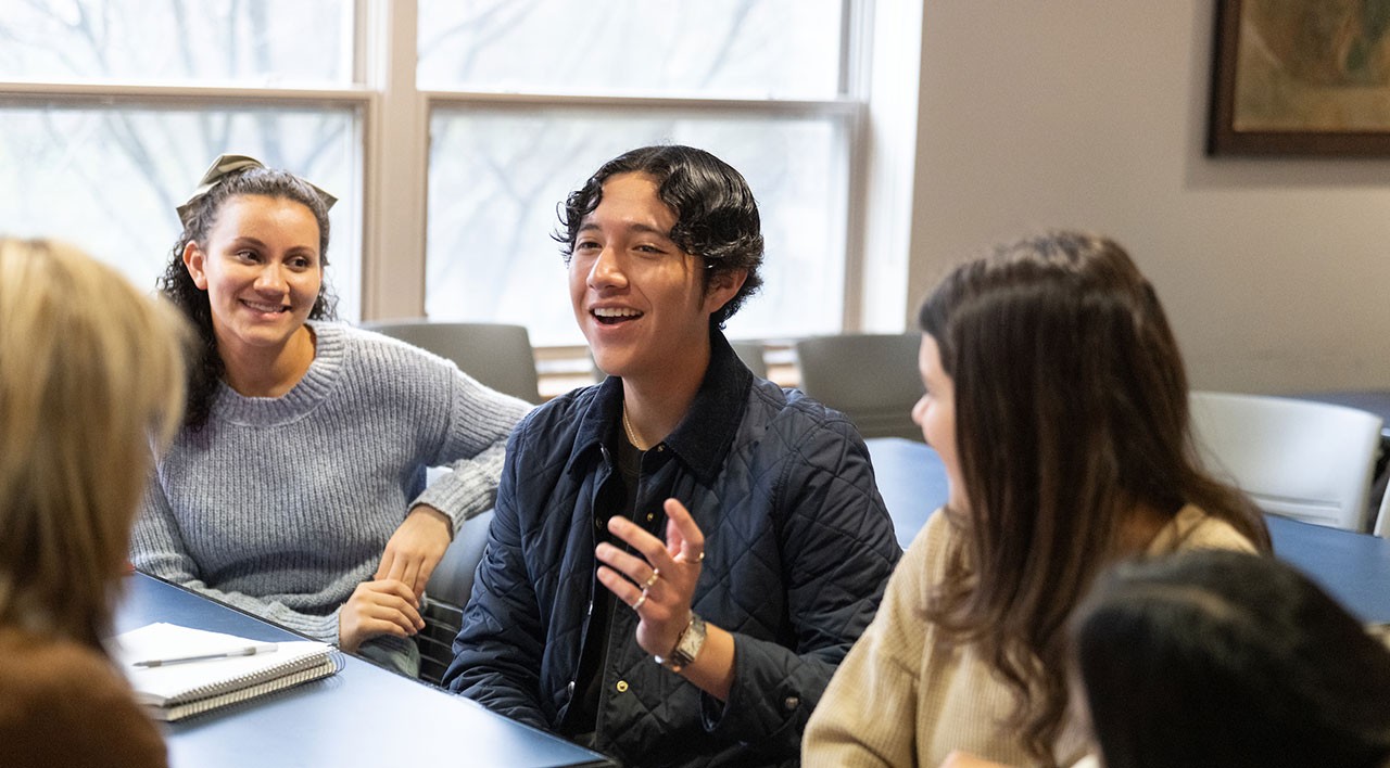 Male and female students in classroom