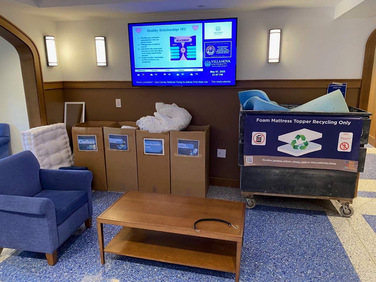 Hovnanian Hall donation bin area - 5-7-25