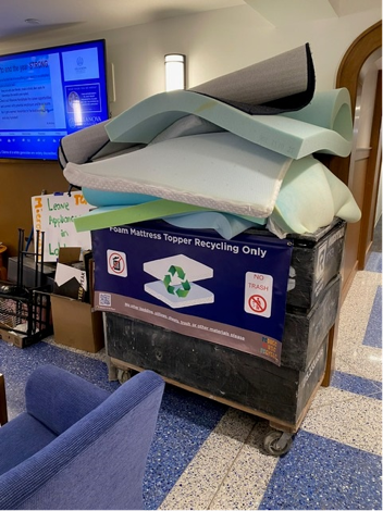 Foam mattress topper recycling collections during 2025 Spring student move-out