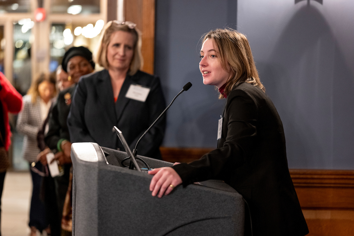 Lauren Berry speaks at an event