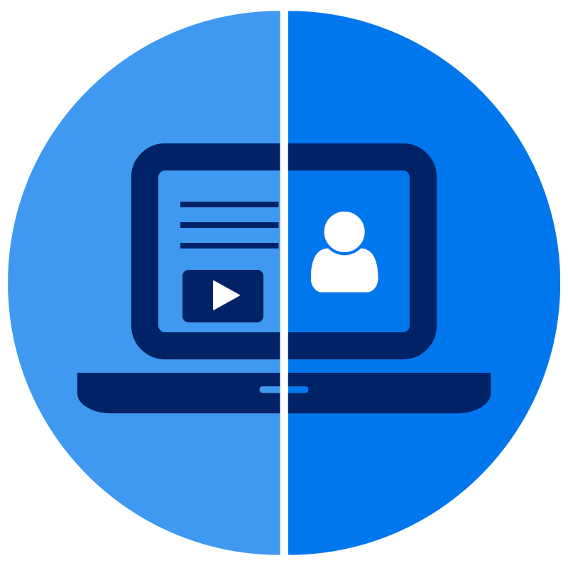 Principles and Practice Graphic illustrating That Principles microcourses feature Videos and assignments, but Practice microcourses feature live faculty sessions. 