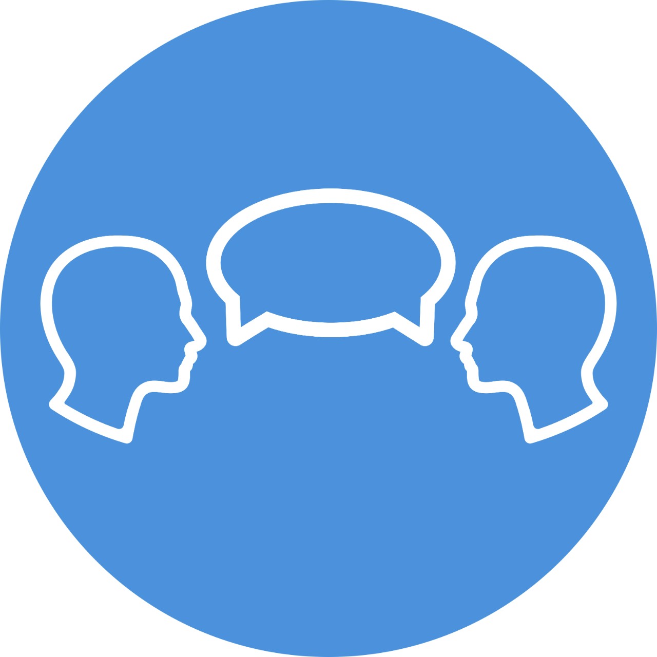 Icon representing two people talking.