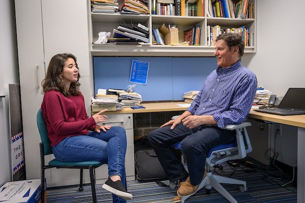 An international student advisor meeting with a student. 