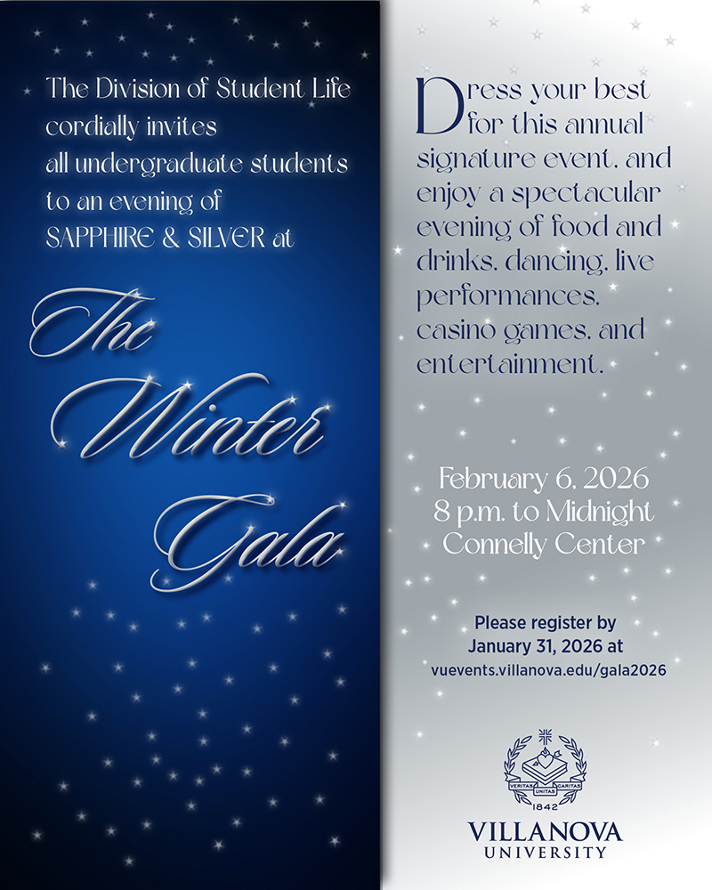 The Division of Student Life cordially invites all undergraduate students to an evening of SAPPHIRE & SILVER at The Winter Gala. Dress your best for this annual signature event and enjoy a spectacular evening of food and drinks, dancing, live performances, casino games and entertainment.