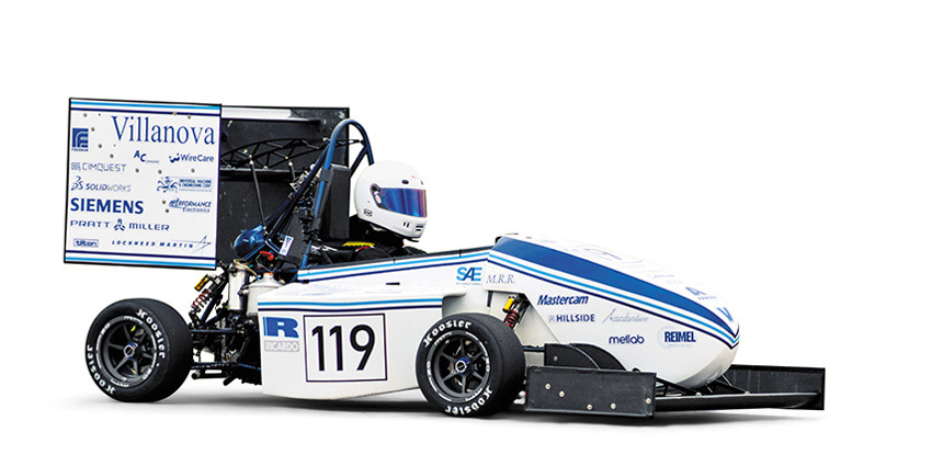 NovaRacing driver with helmet on seated in car No. 119